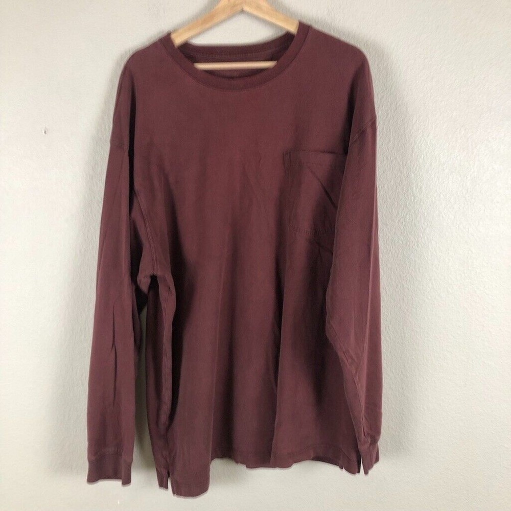 Duluth Trading Workwear Shirt Men XL Red Long Sleeve Pocket Crew Neck Utility 2‎